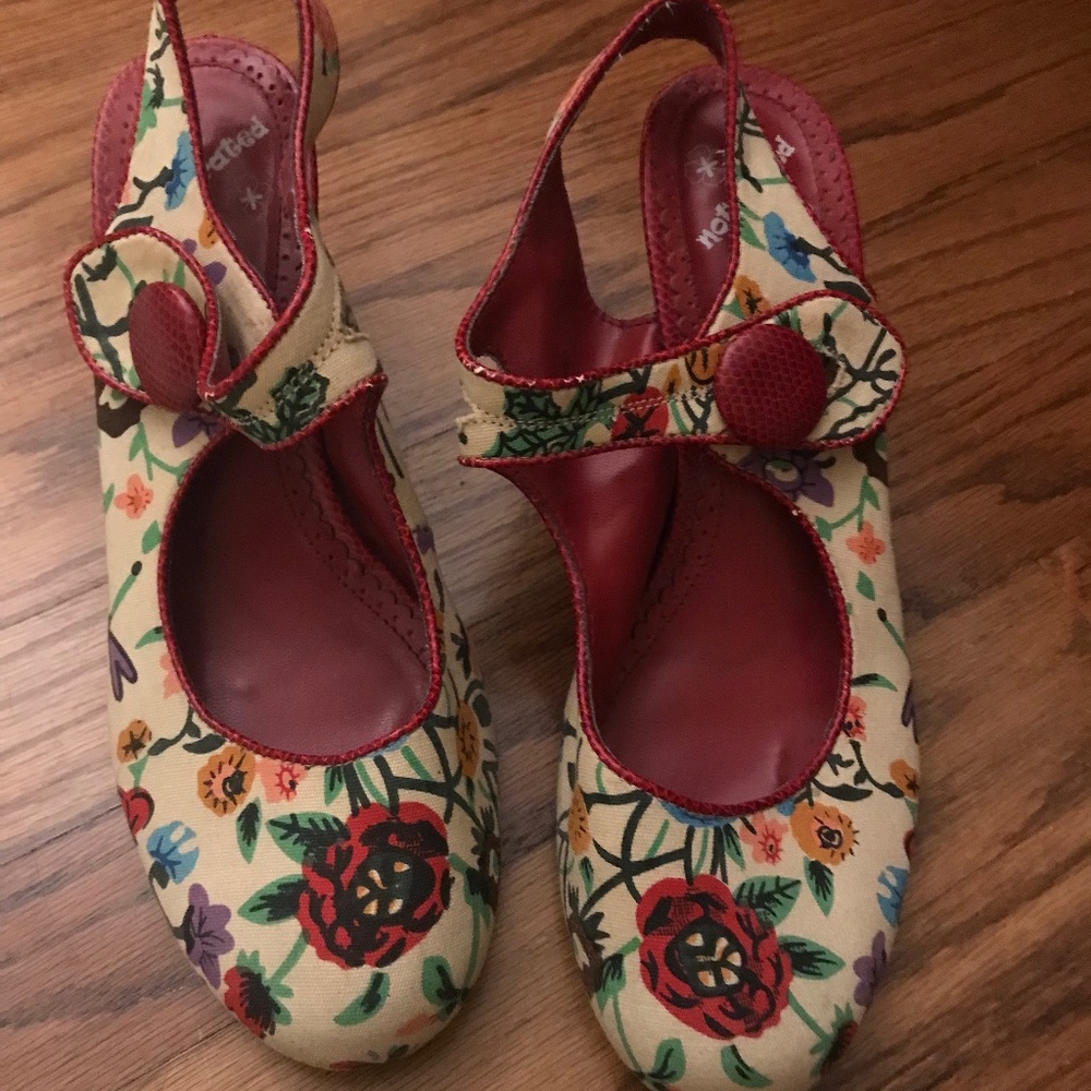 Fun Flower Print Clog Heels